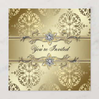 Guld Damask Guld Fest Inbjudningar