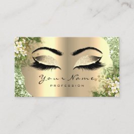 Guld Damask Makeup Artist Lash Blommigt Greenery Visitkort