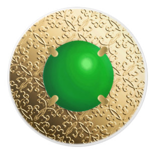 Guld Damask med en faux jade gemstone Knopp