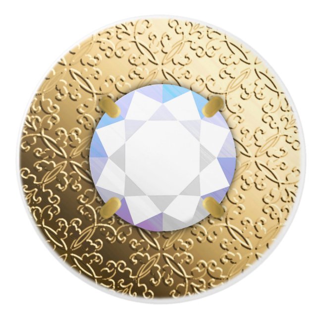 Guld Damask med en fingerad diamantgemsten Knopp (Framsidan)