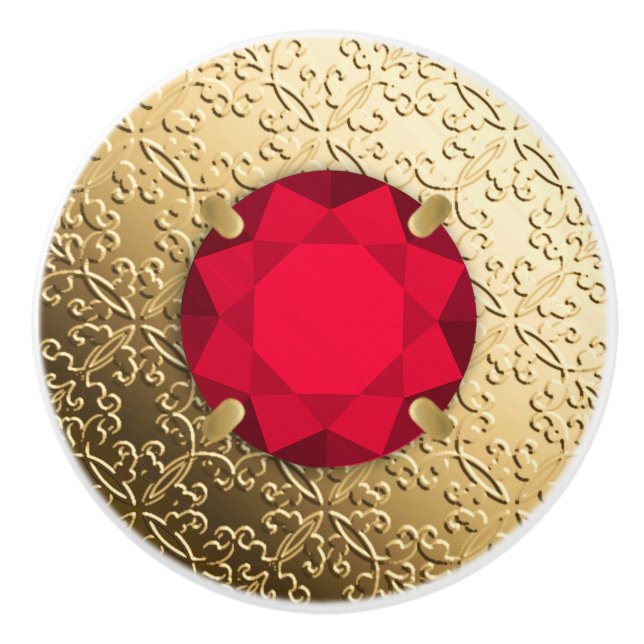 Guld Damask med en fingerad garnet-gemsten Knopp (Framsidan)