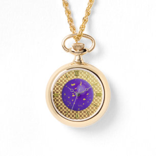 Guld Damask med en fingerad lapis lazuli gemstone Armbandsur