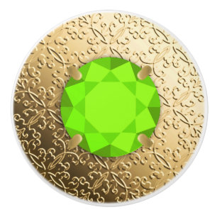 Guld Damask med faux peridot gemstone Knopp