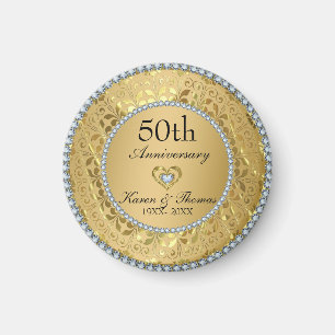Guld Damask och diamanter - årsdag Magnet