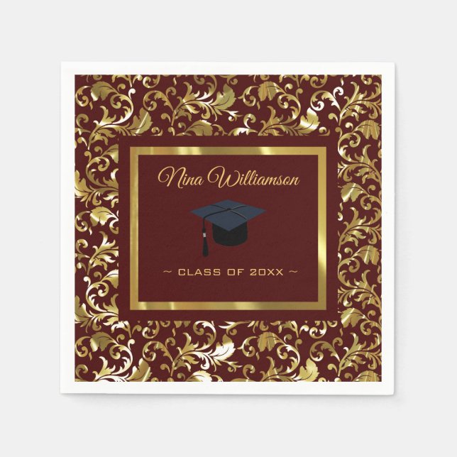 Guld Damask och sockel Pappersservett (Framsidan)