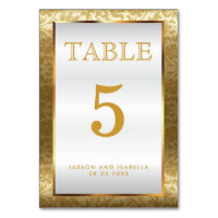 Guld Damask och vit satäng - Bord-kort