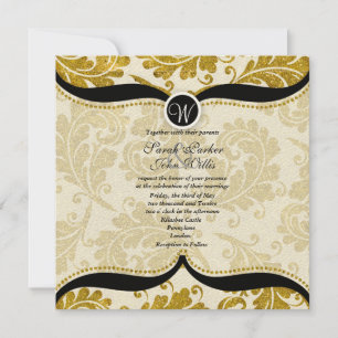 Guld Damask Paisley Wedding bjudande Inbjudningar