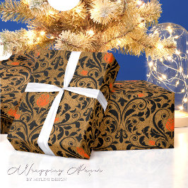 Guld Damask Ro Victorian Gothic Vintage Presentpapper
