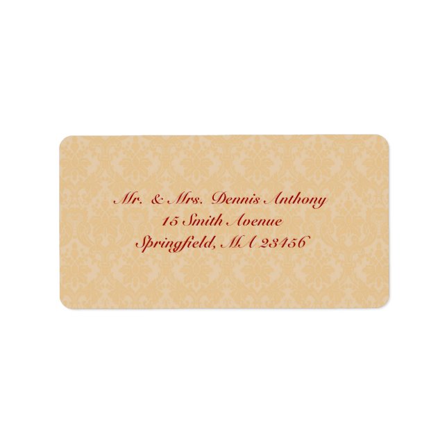 Guld Damask Shipping Address Label Adressetikett (Framsidan)