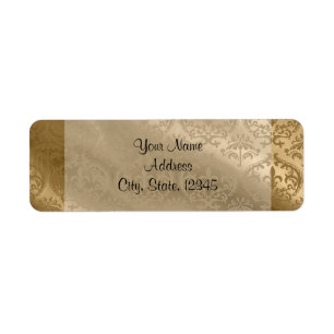 Guld Damask Silke Posh Bröllop etikett Returadress Etikett