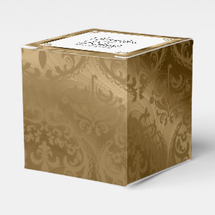 Guld Damask Silke Posh Wedor Favor Box Presentaskar