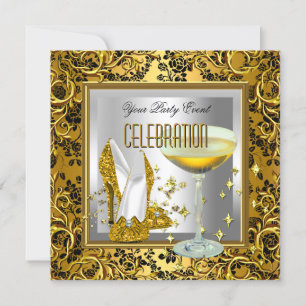 Guld Damask Silver Höga Klackar Champagne Inbjudningar