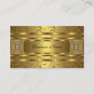 Guld Damask Svart Blommig Juvel Elegant Klassisk Visitkort