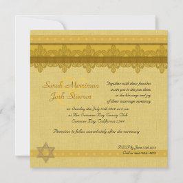 Guld Damaskakan Brocade Judiska bröllop Inbjudningar