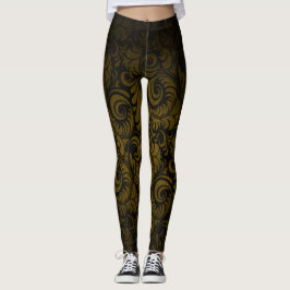 Guld- damasker för tryck för Royale Swaggerlöv Leggings