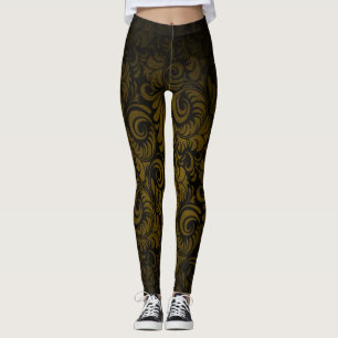 Guld- damasker för tryck för Royale Swaggerlöv Leggings