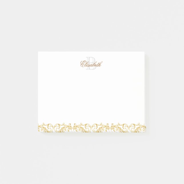 Guld- damast för Monogram Post-it Block (Framsida)