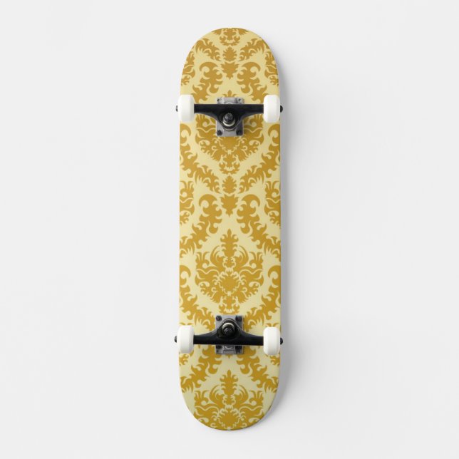 Guld- damast old school skateboard bräda 18 cm (Framsida)