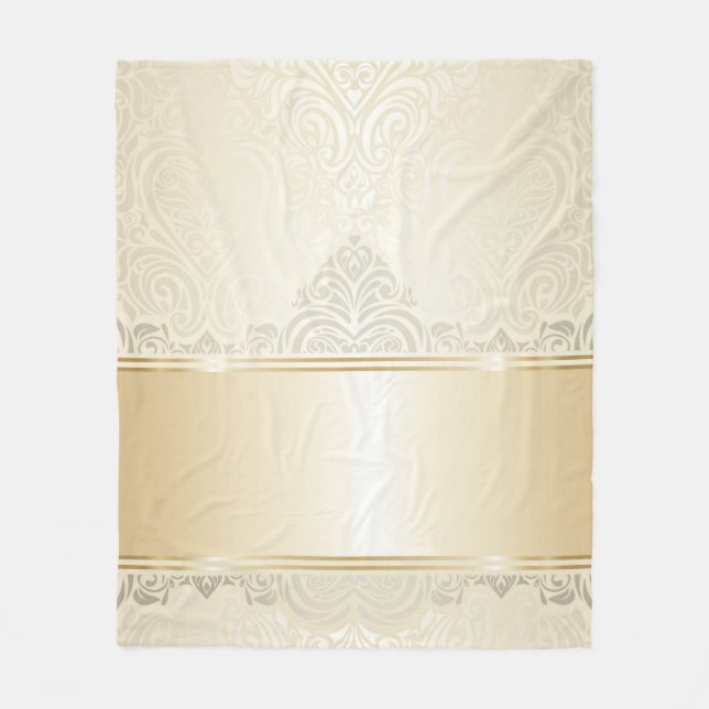 Guld damast, silver, champagne, elegant, chic, fleecefilt (Framsidan)