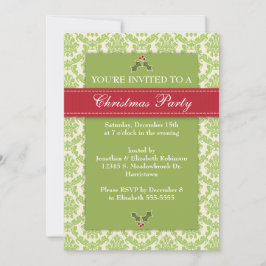 Guld- damastast julfest inbjudningar