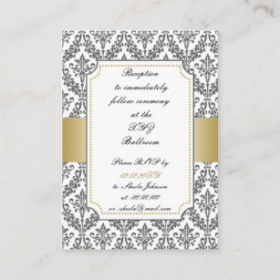 guld- damastast kort för bröllop   mottagande