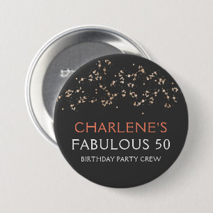 Guld-damm på Black Fabulous 50 Födelsedagsfester Knapp