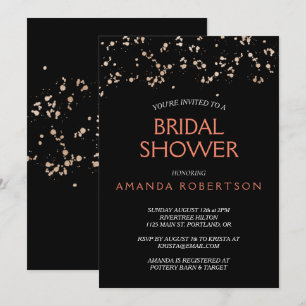 Guld damm på svart med korall Möhippa Inbjudningar