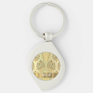 Guld damm personlig mor swirl silverfärgad nyckelring