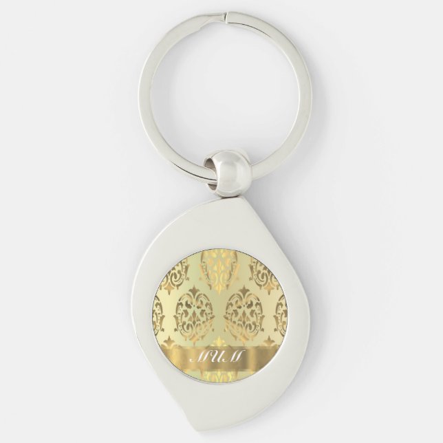 Guld damm personlig mor swirl silverfärgad nyckelring (Framsidan)