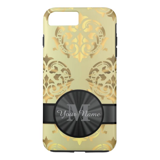 Guld dammkomans personlig monogram Case-Mate iPhone skal (Baksida)