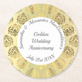 Guld dammkors guldårsdag bröllop underlägg papper rund
