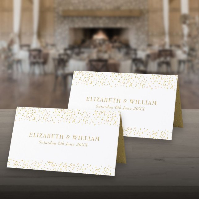 Guld dammskonfetti Bröllop Placeringskort (Gold Dust Confetti Wedding Place Card)