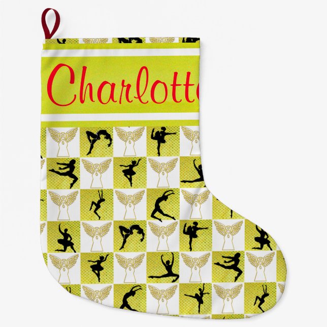 GULD DANCER ANGEL PERSONLIG CHRISTMAS-LAGER STOR JULSTRUMPA (Framsidan)