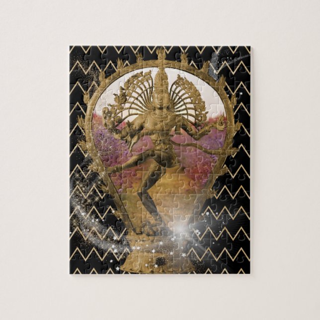 Guld Dancing Shiva Starry Chevron Pussel (Vertikal)