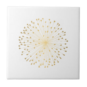 Guld Dandelion Starburst Kakelplatta