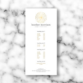 GULD DANDELION STARBURST LOGOTYP OM WHITE REKLAMKORT