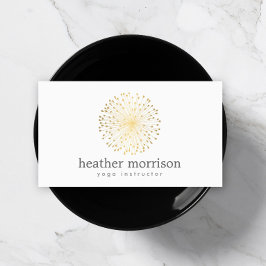 GULD DANDELION STARBURST LOGOTYP OM WHITE VISITKORT