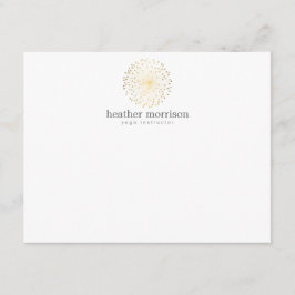 GULD DANDELION STARBURST LOGOTYP on WHITE Notecard Anteckningskort