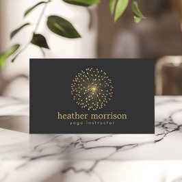 GULD DANDELION STARBURST LOGOTYP på MÖRK GRÅTT Visitkort