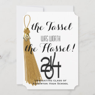 Guld Dated Tassel Worth of the Hassle Studenten Inbjudningar