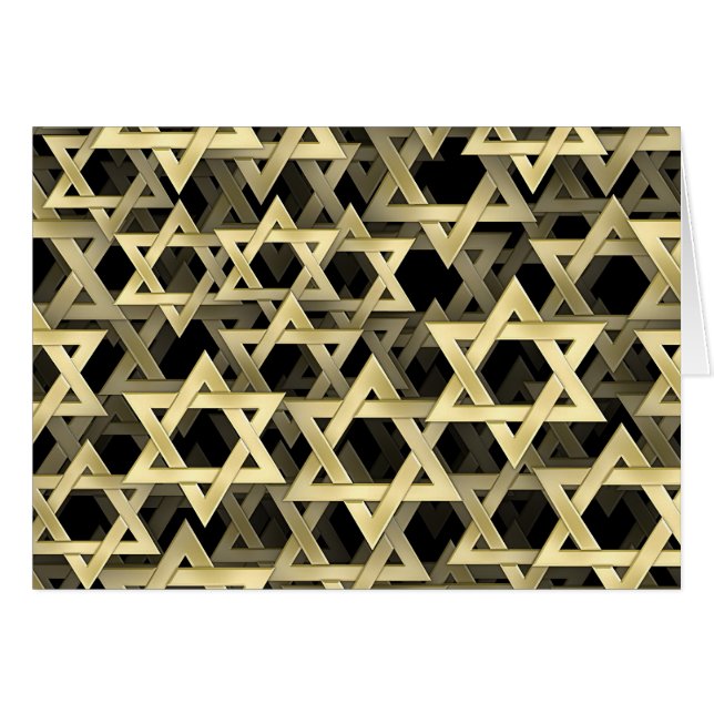 Guld- davidsstjärna hälsningskort (Framsidan Horizontal)