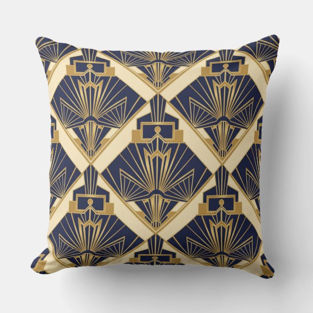 Guld Deco Strålglans – Lyxig Geometrisk Elegans Kudde (Framsida)