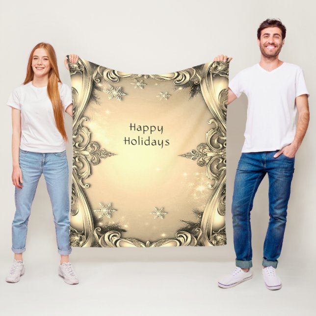 Guld Decorative Helgdag Fleece Blanket (På plats)