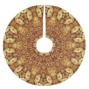 Guld Decorative Träd Skirt Julgransmatta Borstad Polyester