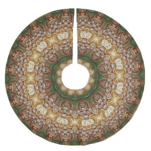 Guld Decorative Träd Skirt Julgransmatta Borstad Polyester