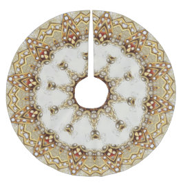 Guld Decorative Träd Skirt Julgransmatta Borstad Polyester