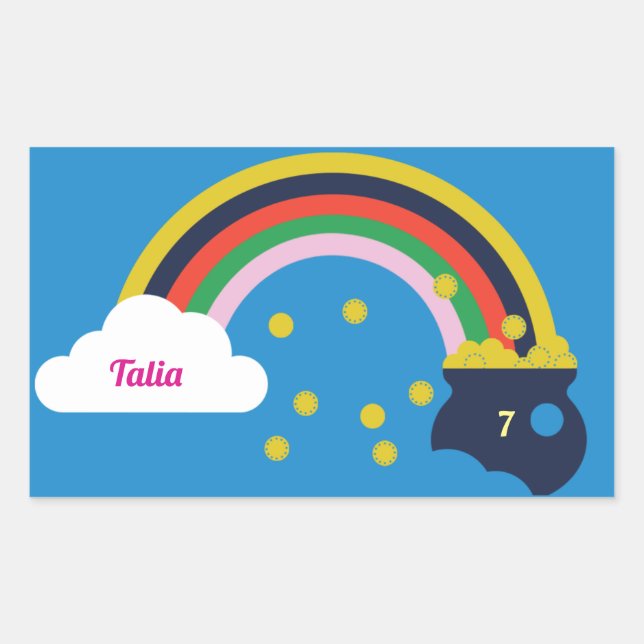 guld-dekalens regnbåge rektangulärt klistermärke (Framsida)