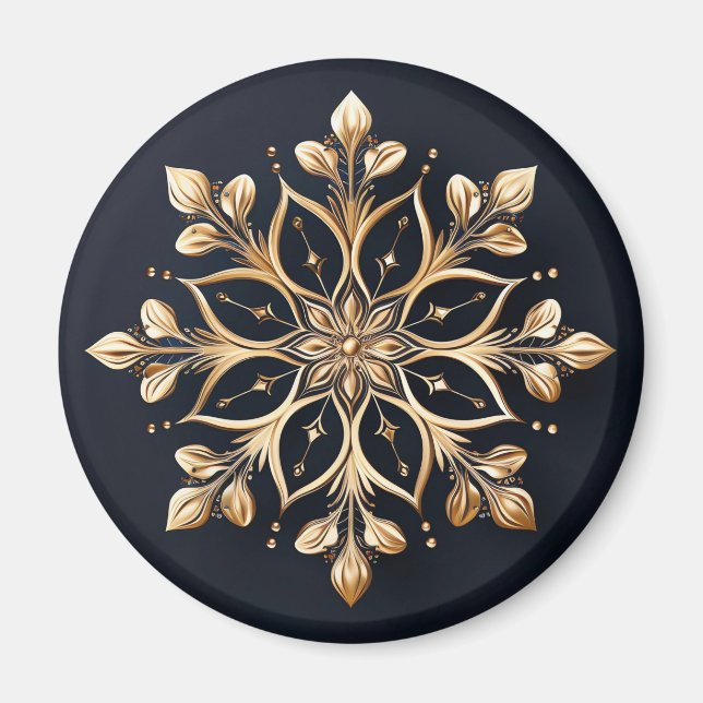 Guld Dekorativ Blomma Högtid Magnet (Framsidan)