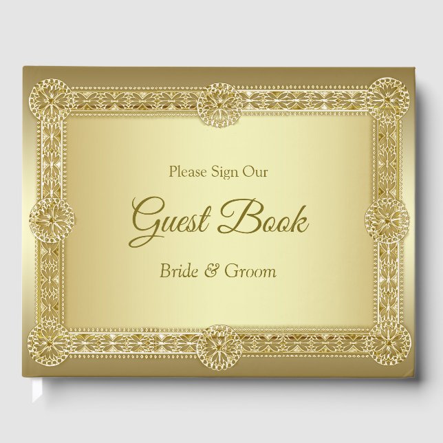 Guld Dekorativ Gästbok (Framsida)
