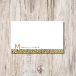 Guld Dekorativ Kantig Modernt Monogram Namn Anteckningskort